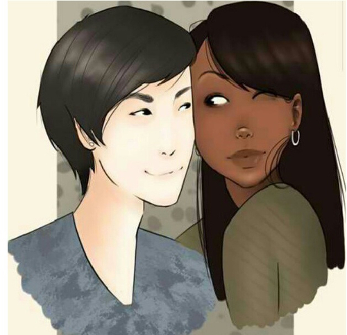 asian man black woman